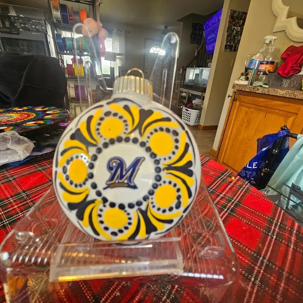 Milwaukee Brewers 3 Inch Shatterproof Mandala Christmas Ornament